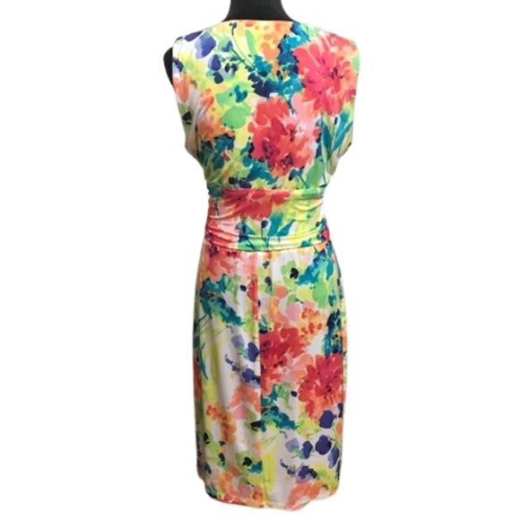 CHAPS Women's Floral Faux Wrap Sleeveless Multi Color Dress Size XL - Picture 4 of 8